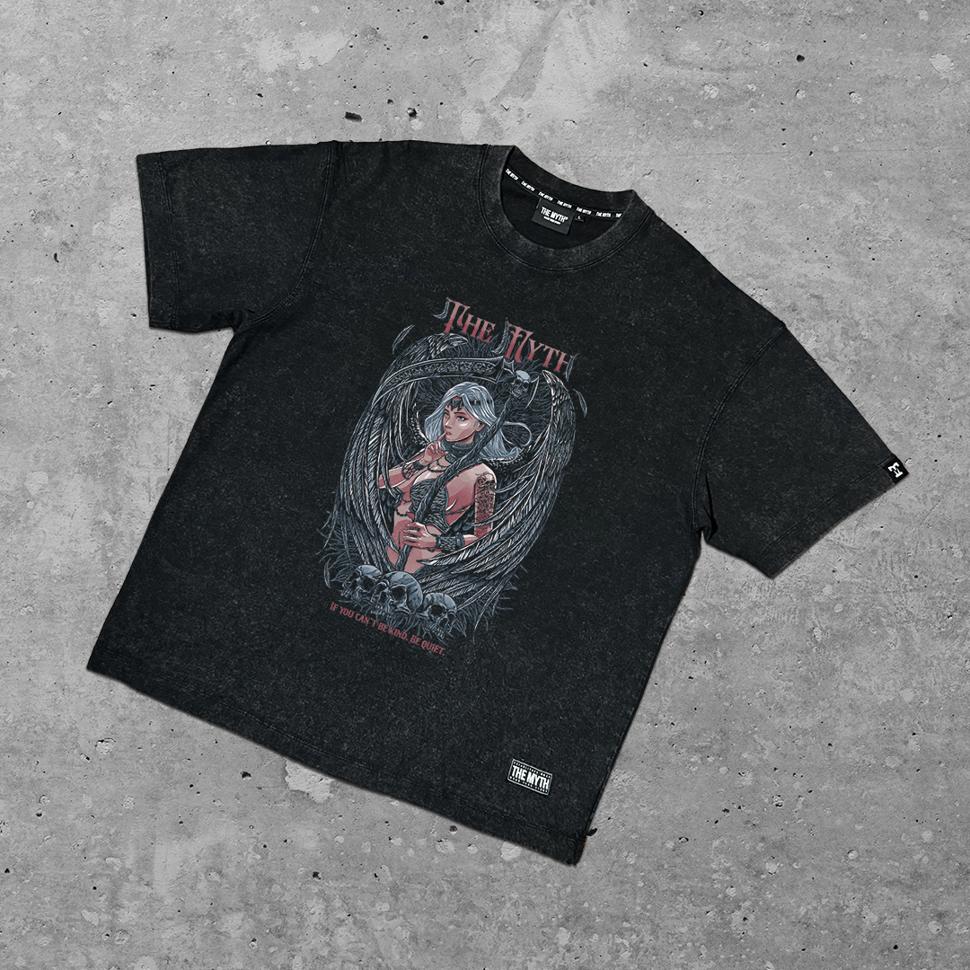 ANGEL ACID WASH BLACK TEE