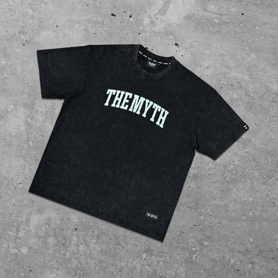 THE MYTH ARC ACID WASH BLACK TEE