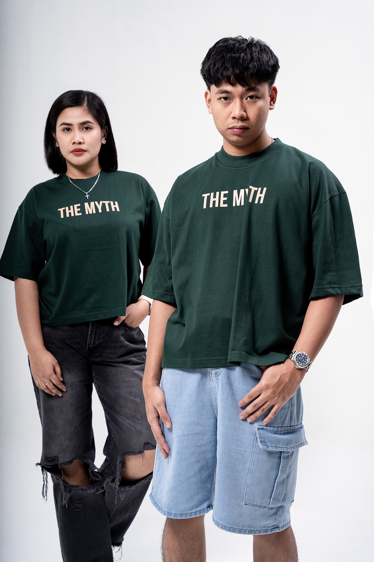 OG LOGO BOXY FIT CROPPED TEE - MOSS GREEN