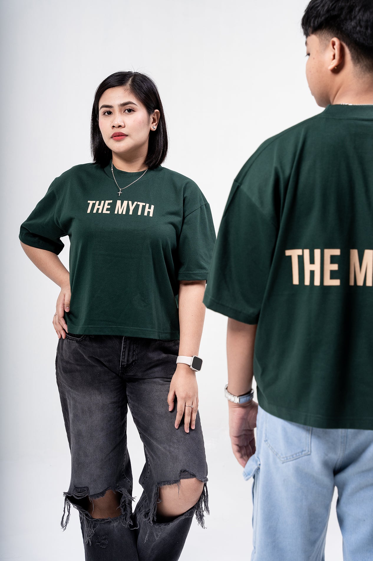 OG LOGO BOXY FIT CROPPED TEE - MOSS GREEN