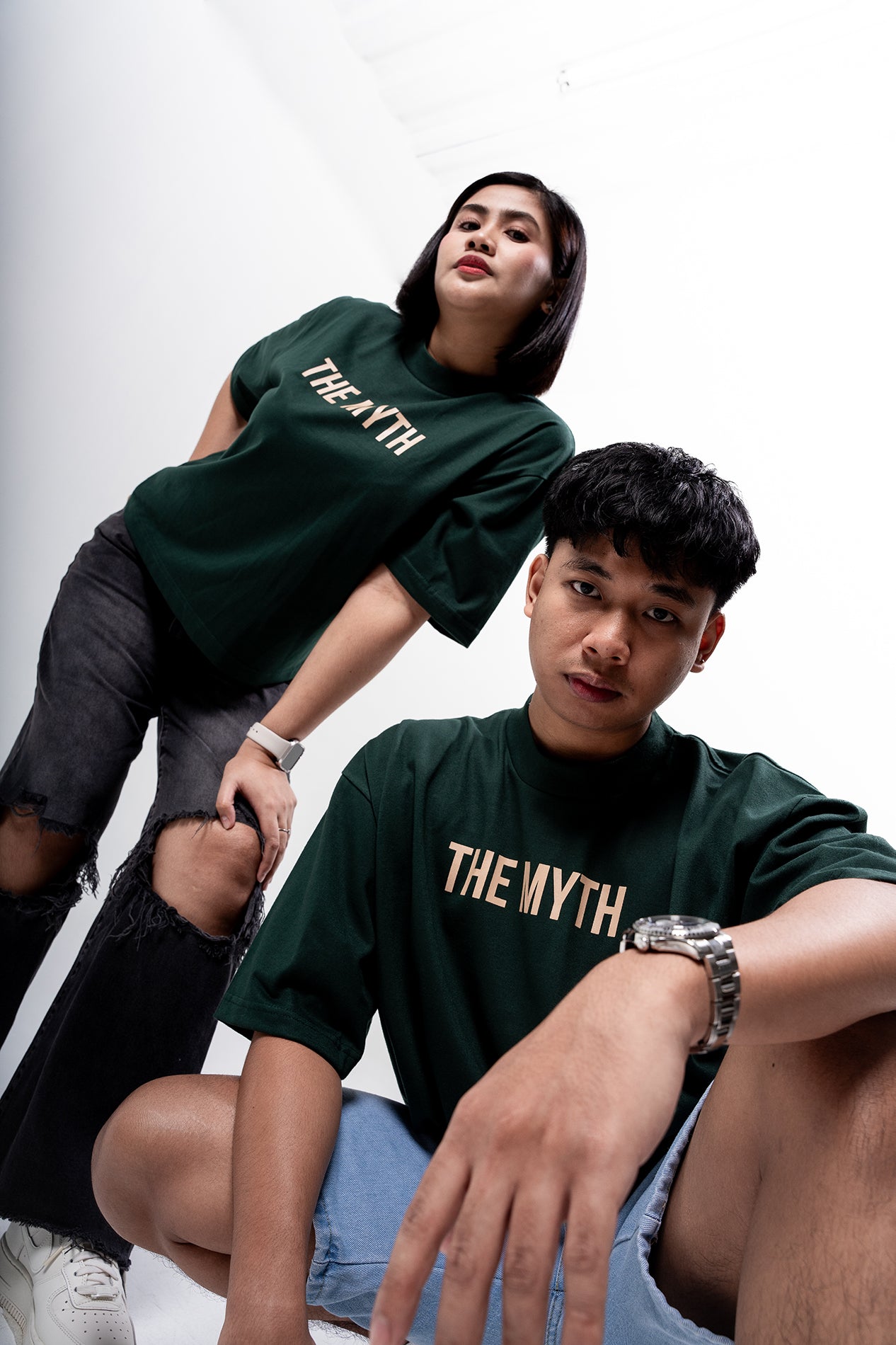 OG LOGO BOXY FIT CROPPED TEE - MOSS GREEN