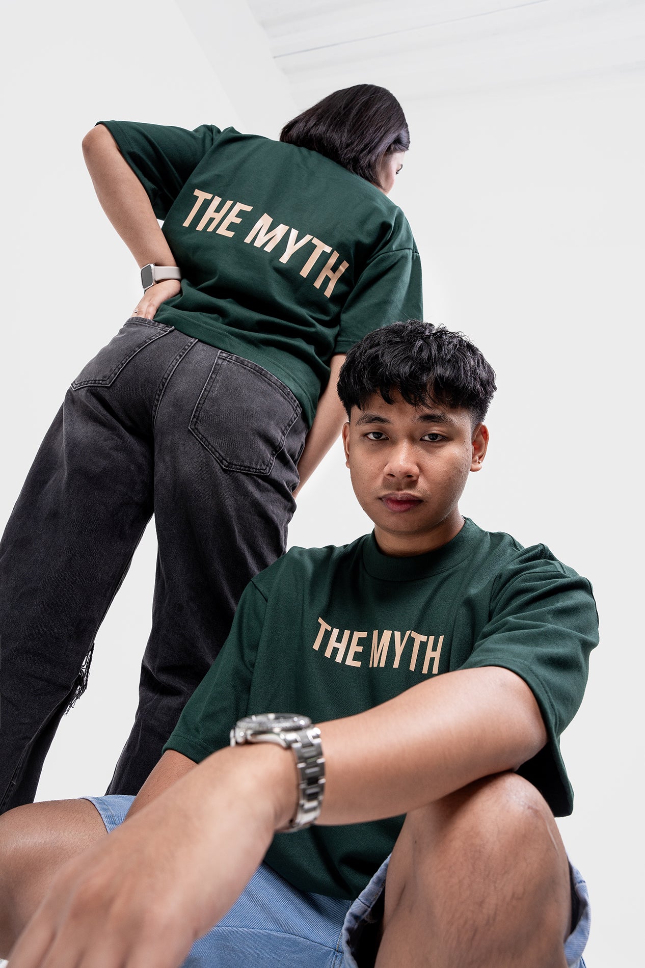 OG LOGO BOXY FIT CROPPED TEE - MOSS GREEN