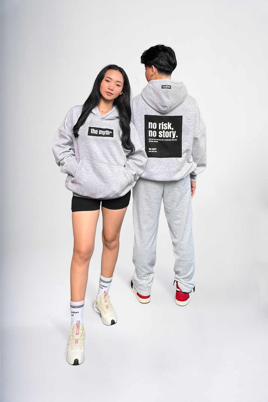 NO RISK NO STORY OVERSIZED HOODIE - LIGHT GRAY