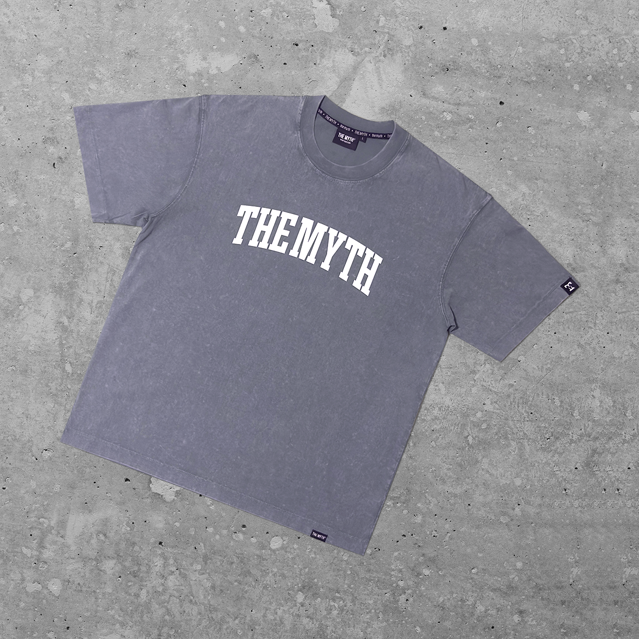THE MYTH ARC OVERSIZED ACID WASH GRAY TEE
