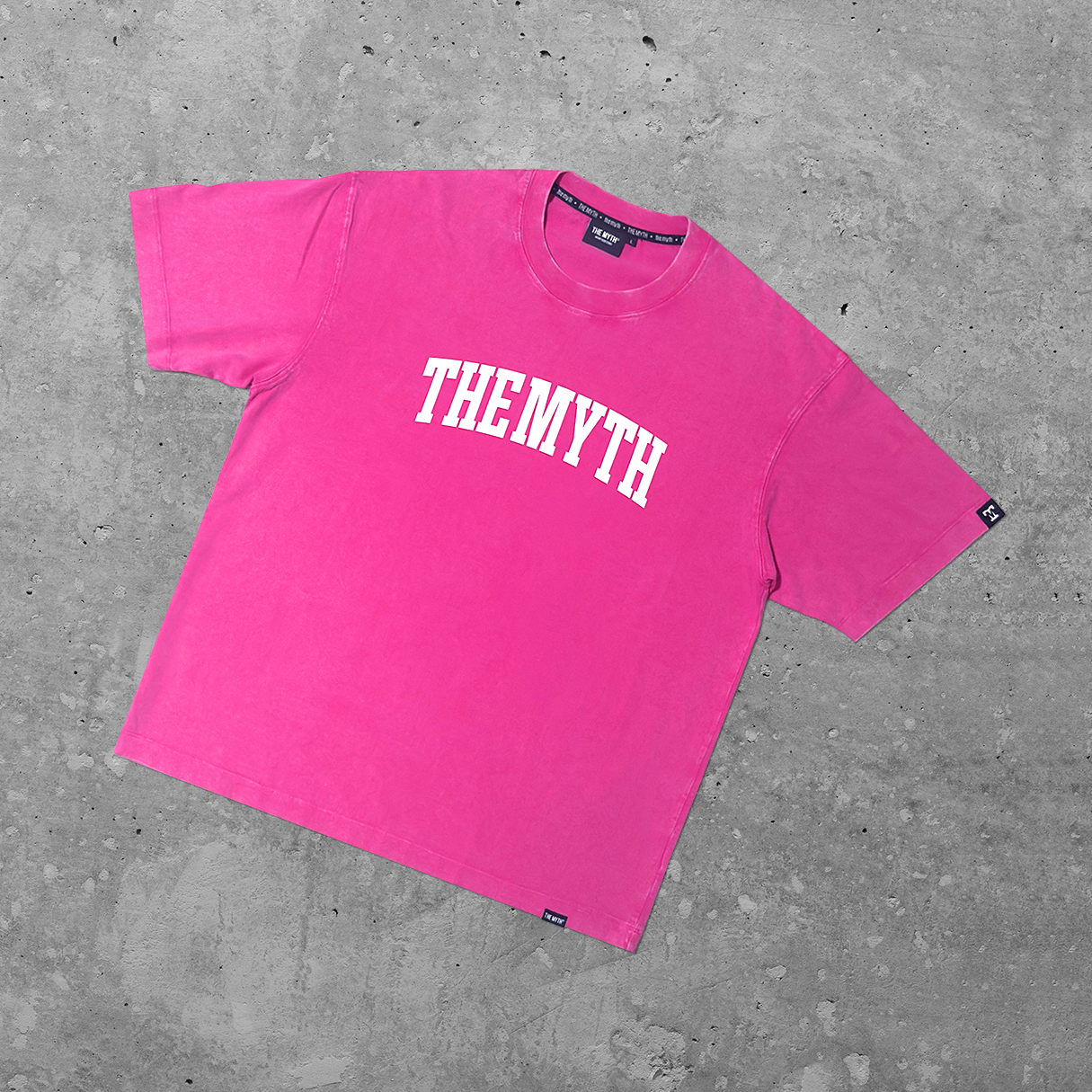THE MYTH ARC OVERSIZED ACID WASH PINK TEE