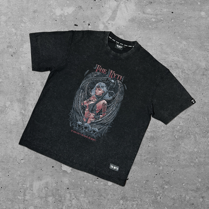 ANGEL ACID WASH BLACK TEE