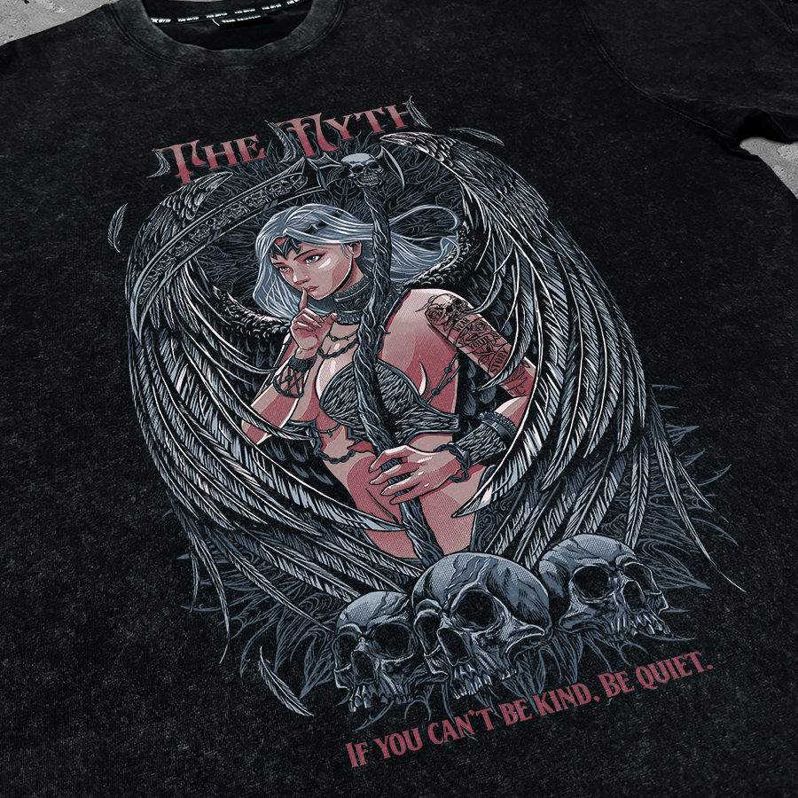 ANGEL ACID WASH BLACK TEE