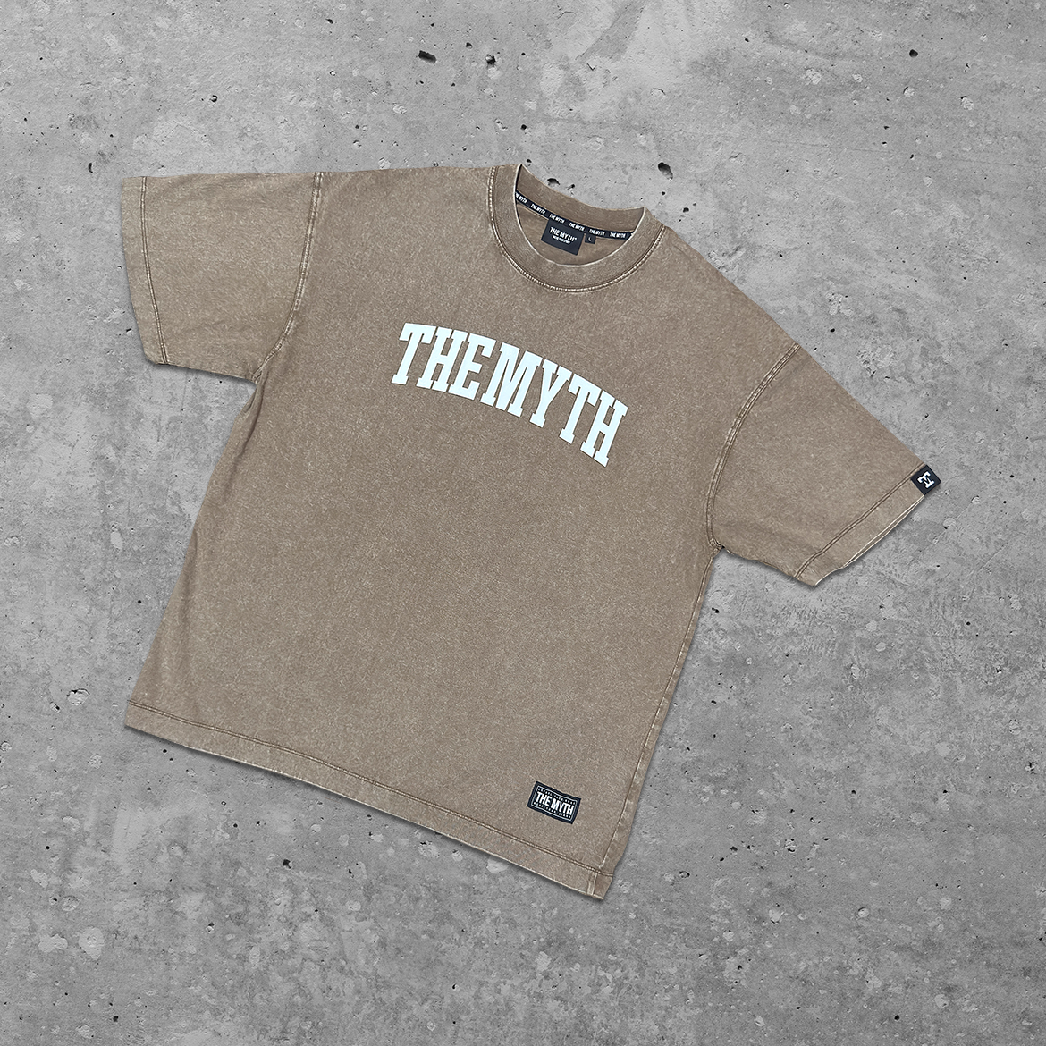 THE MYTH ARC ACID WASH COFFEE BROWN TEE