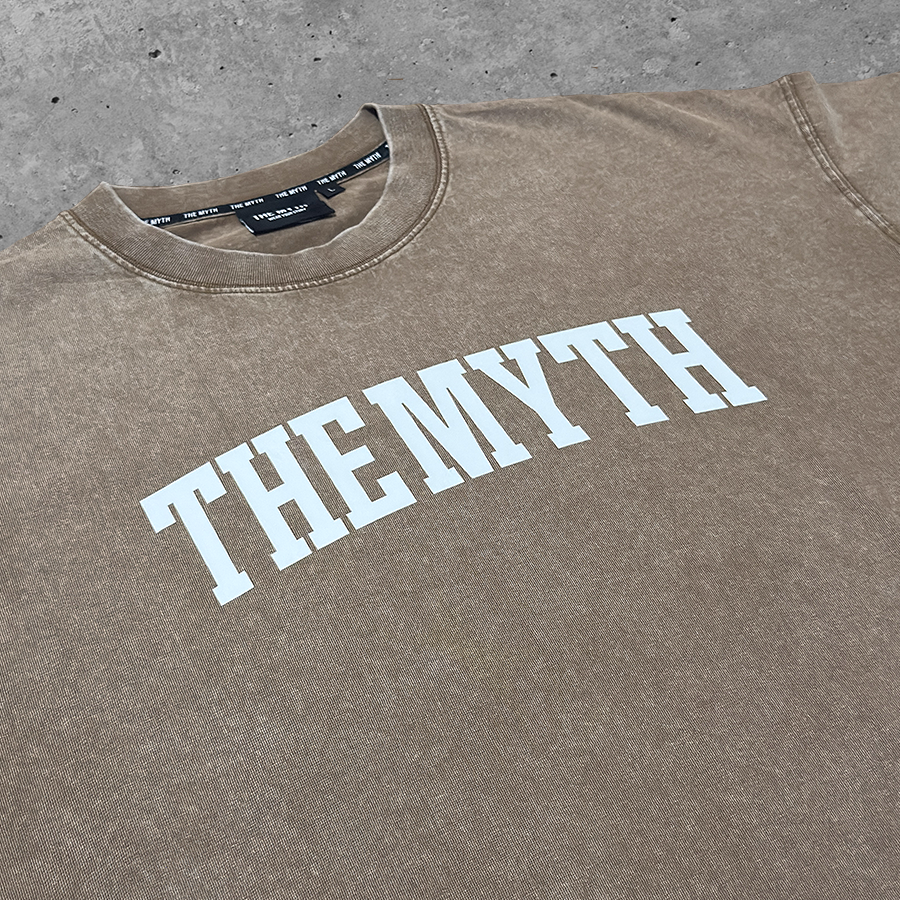 THE MYTH ARC ACID WASH COFFEE BROWN TEE