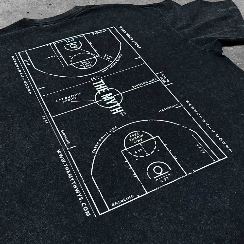 COURT OVERSIZED ACID WASH BLACK TEE