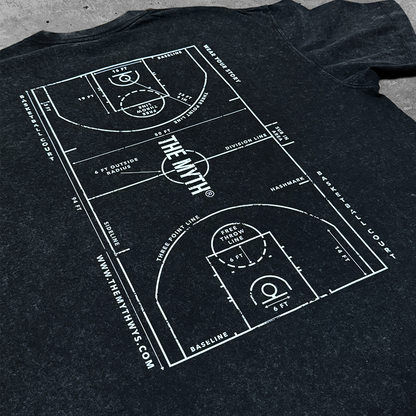 COURT OVERSIZED ACID WASH BLACK TEE