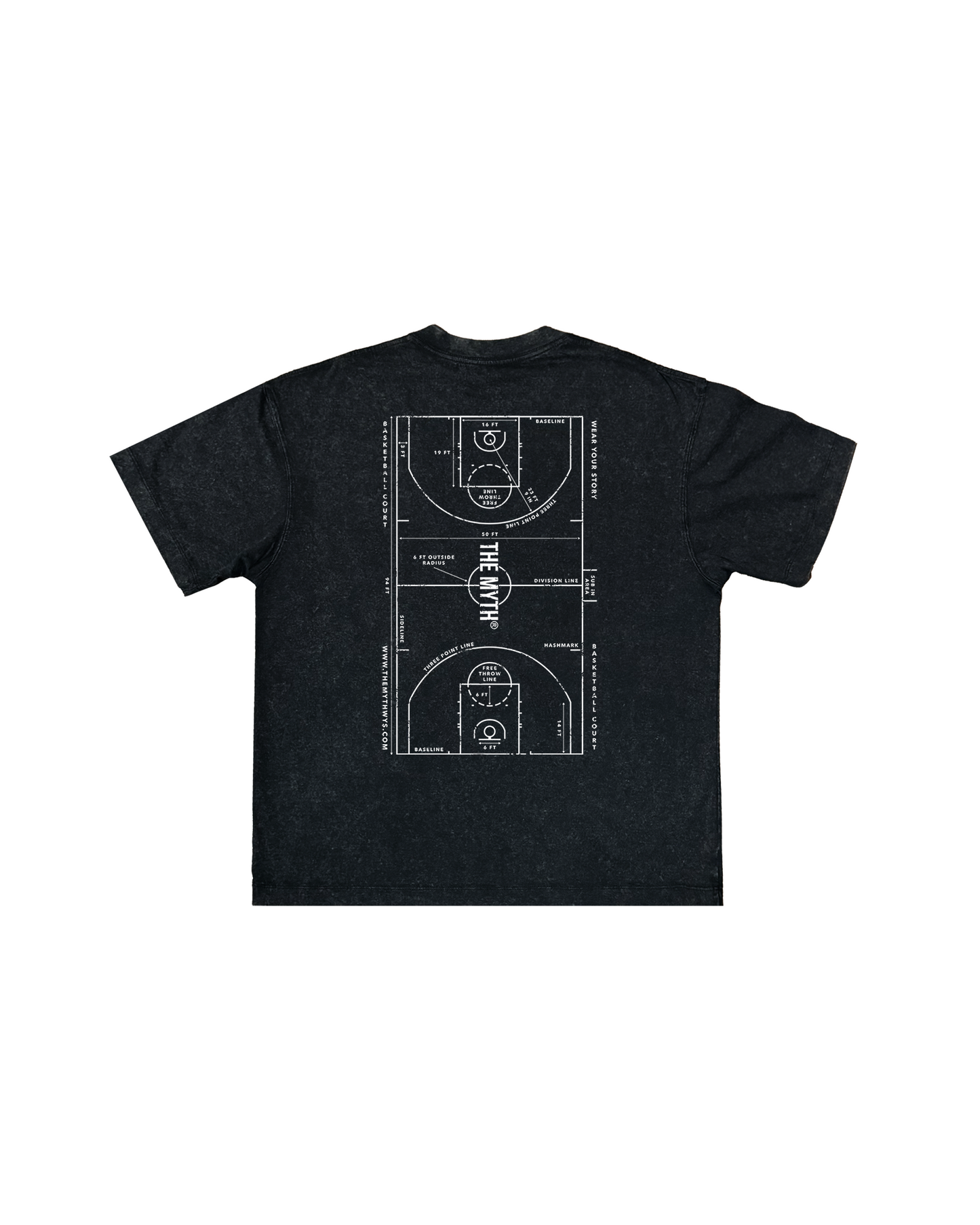 COURT OVERSIZED ACID WASH BLACK TEE