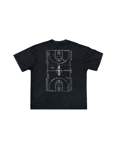 COURT OVERSIZED ACID WASH BLACK TEE