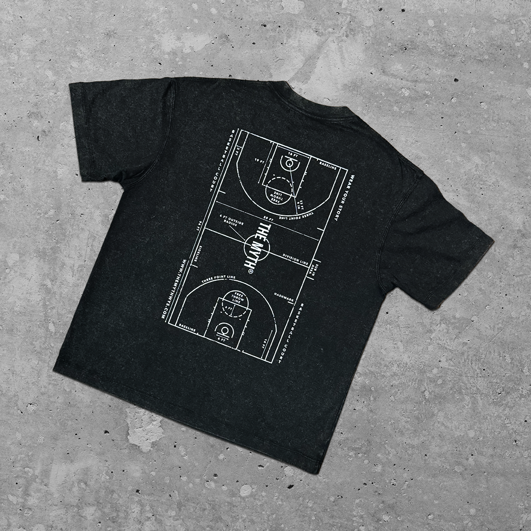 COURT OVERSIZED ACID WASH BLACK TEE