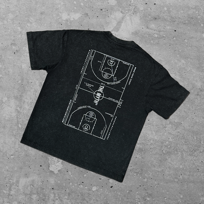 COURT OVERSIZED ACID WASH BLACK TEE