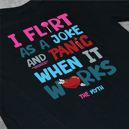 FLIRT AND PANIC TEE - BLACK