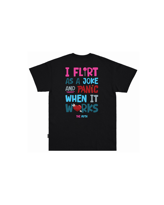FLIRT AND PANIC TEE - BLACK