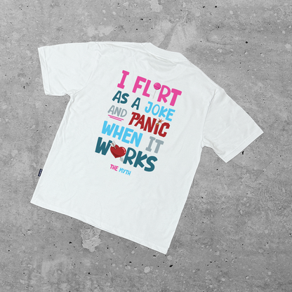 FLIRT AND PANIC TEE - WHITE