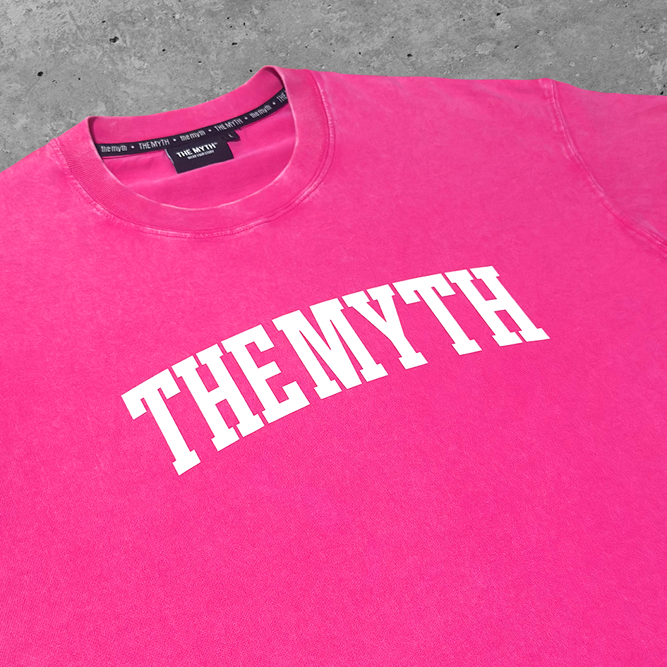 THE MYTH ARC OVERSIZED ACID WASH PINK TEE