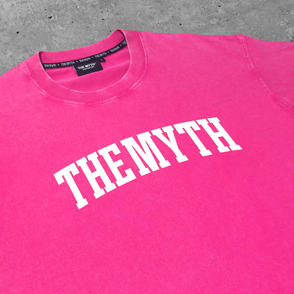 THE MYTH ARC OVERSIZED ACID WASH PINK TEE