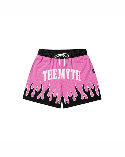PINK FLAMES MESH SHORTS