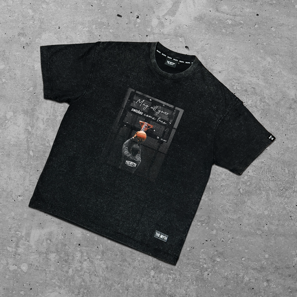 SWISH V2 OVERSIZED ACID WASH BLACK TEE